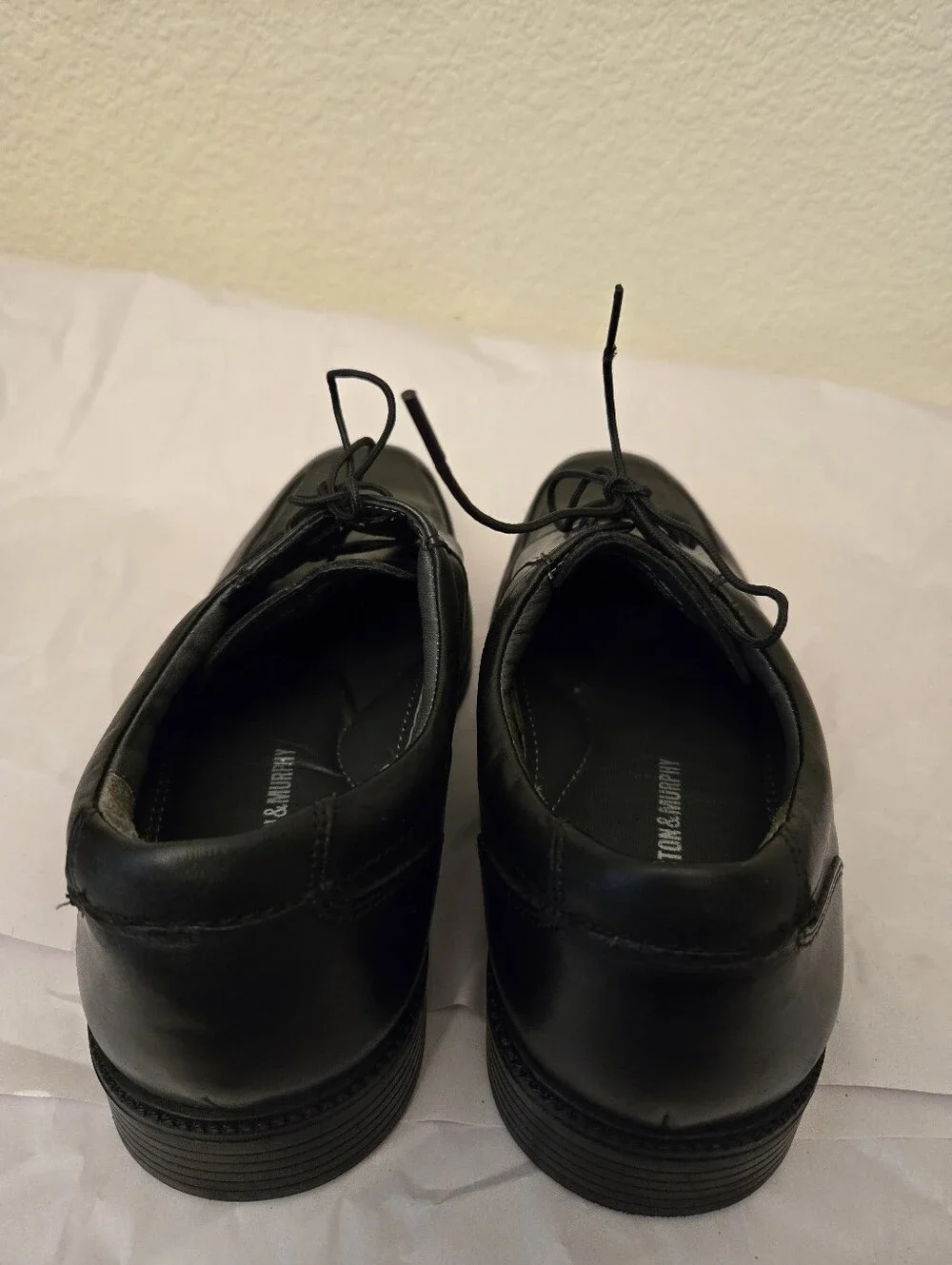 Johnston & Murphy Men's 8.5M Norvell Apron Toe Oxford Dress Shoes Black Leather